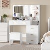 Makeup Vanity Desk with Mirror and 9 LED Light Bulbs, Vanity Dressing Table with Storage Drawers, Open Shelves for Bedroom - 4 of 4