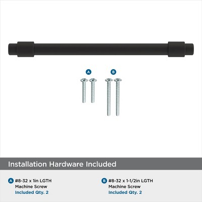 Matte Black Modern 5-1/16" Cabinet Drawer Pull with Mounting Hardware