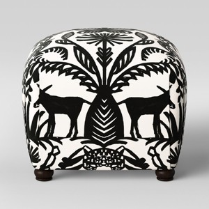 Poppy Ottoman Black & White Animal Print - Opalhouse