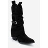 Okus - Black Suede Buckle Block Heel Boot (Women) black 6 Forever & Always Shoes US - 3 of 4