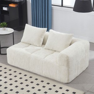 NicBex Modern Chenille Loveseat Sofa with Left Arm & Removable Pillows,Minimalist Comfy 2-Seater Sofa for Living Room,Bedroom - 1 of 4