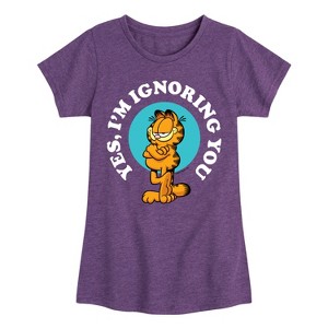 Girls' - Garfield - Ignoring You Fitted Short Sleeve Graphic T-Shirt - 1 of 4