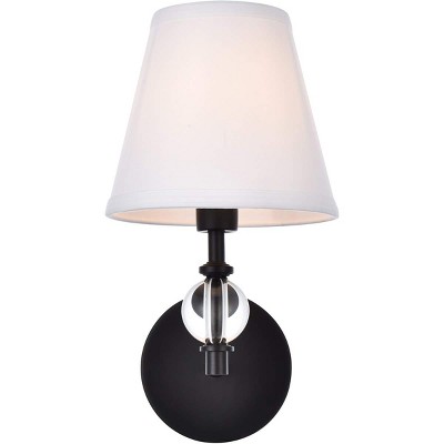 Elegant Lighting Bethany 1 light bath sconce in black with white fabric shade