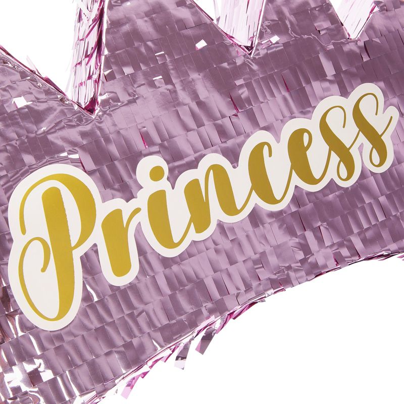 Blue Panda Small Princess Crown Pinata for Girls Birthday Party Supplies, Princess Party Decorations, Pink Foil, 16 x 10.5 In, 4 of 7