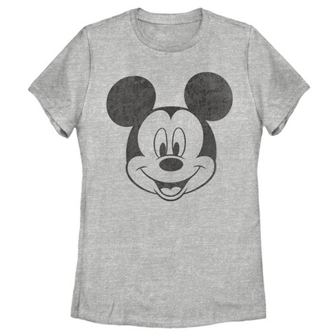 Women's Mickey & Friends Big Smiling Mickey Mouse Face T-shirt - Athletic  Heather - Small : Target