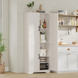 Double-door tall cabinet, compact and elegant without taking up much space, perfect for entryways, bedroom corners - 1 of 4