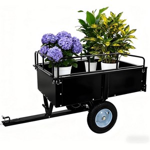 750LBS Heavy Duty ATV Trailer Tow Behind Steel Dump Cart, 15 Cu. Ft Garden Utility Trailer with Removable Sides & Rear Hitch - 1 of 4