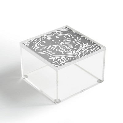 Emanuela Carratoni Ultimate Gray Damask 4" x 4" Acrylic Box - Deny Designs