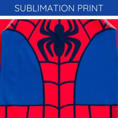 Marvel Spidey and His Amazing Friends Little Boys' Cosplay Raglan Long Sleeve Swim Shirt and Board Shorts Outfit Spider Man Red Navy 6 — фото 4
