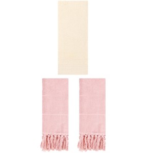 REGALWOVEN 3 Packs Striped and Tassels Hand Towels for Bathroom 14" x 30" - 1 of 4