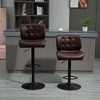 Adjustable Bar Height Stools Set of 2 with Padded Seat, Button Tufted Back, and Metal Footrest for Home Bar or Kitchen - 3 of 4