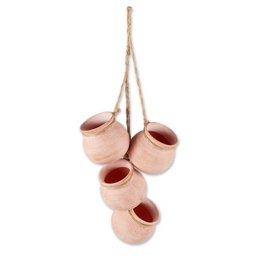3.75" Indoor/Outdoor Dangling Terracotta Mini Pots Whitewash - Zingz & Thingz