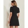 INSPIRE CHIC Women's Bow Tie Keyhole Neck Puff Sleeve Elegant Work Dress - 3 of 4