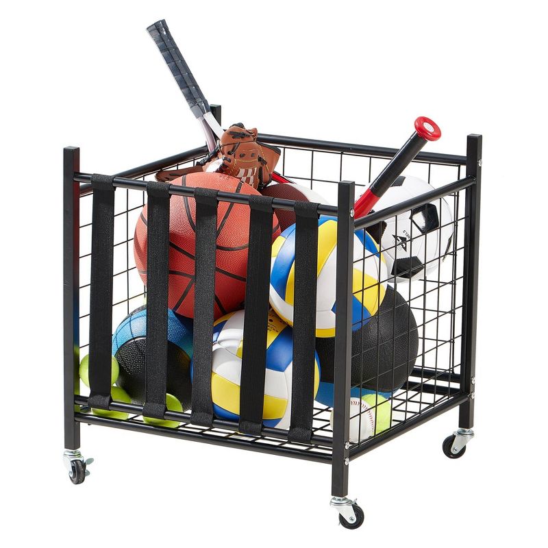 LUGO Sports Equipment Storage Cart with Elastic Straps and Wheels, 1 of 10