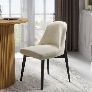 MAYEERTY Dining Chair Black Wood Leg White for Home Dining Area - 1 of 4