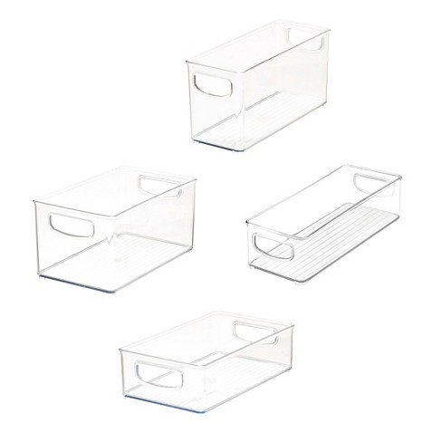 Idesign 4pc Recycled Plastic Organizer Bin Set: Clear Kitchen Storage ...