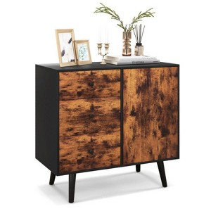 Munora Mid-Century Wood Storage Cabinet - 3 Drawers, 2-Tier Door Cabinet with Adjustable Shelf - Freestanding for Living Room/Bedroom - 1 of 4