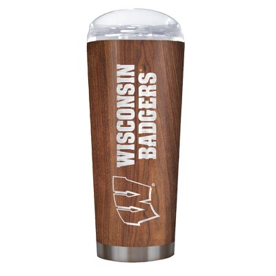 NCAA Wisconsin Badgers 18oz Woodgrain Stainless Steel Roadie Tumbler