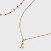 14K Gold Dipped Beaded Initial Necklace Set 2pc - A New Day™ Gold/Marron - 4 of 4