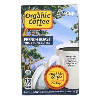 Organic Coffee Company OneCups French Roast - Case of 6 Boxes/12 Pods/4.65 oz