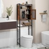 Over-the-toilet Storage Cabinet Bathroom Storage Organizer above Toilet with Heavy-duty Metal Frame & 3-position Adjustable Shelf 2-door Freestanding - 2 of 4