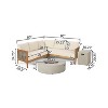 GDFStudio Crowne Outdoor Acacia Wood and Round Wicker 5 Seater Sectional Sofa Chat Set with Fire Pit - 3 of 4