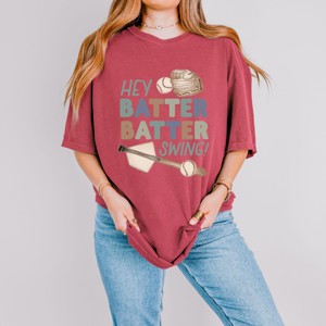 Simply Sage Market Hey Batter Batter Swing Watercolor Garment Dyed Tee - 1 of 4