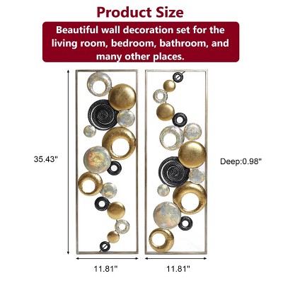 Modern Multi-Color Abstract Iron Wall Decor Panels Set