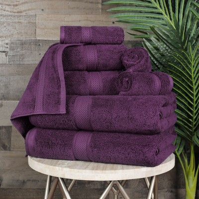 Luxury Premium Cotton 8 Piece Ultra-Plush Solid Towel Set by Blue Nile Mills