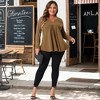 Agnes Orinda Women's Plus Size Long Sleeve V Neck Pleated Fall Casual Tunics Blouses - 3 of 4