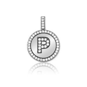 Bella Silver Sterling Silver Micro Pave Circle 18" Pendant Necklace - Available Colors: Silver, Gold - 1 of 2