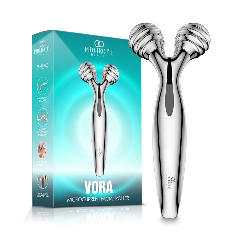 Project E Beauty VORA | Mild Microcurrent Facial Roller | 3D Face & Body Massager | Face Lift Device & V-Shape | Reduces Puffiness | Tightens & Firms, 1 of 10
