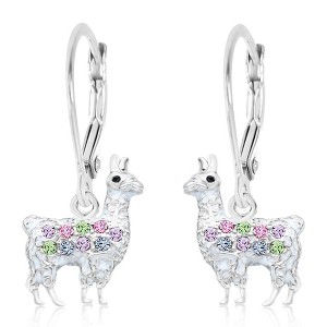 Chanteur Hypoallergenic Kids Jewelry Accessories Lama CZ White Gold Palladium Plating Earrings leverback is made from 925 Sterling silver - 1 of 1