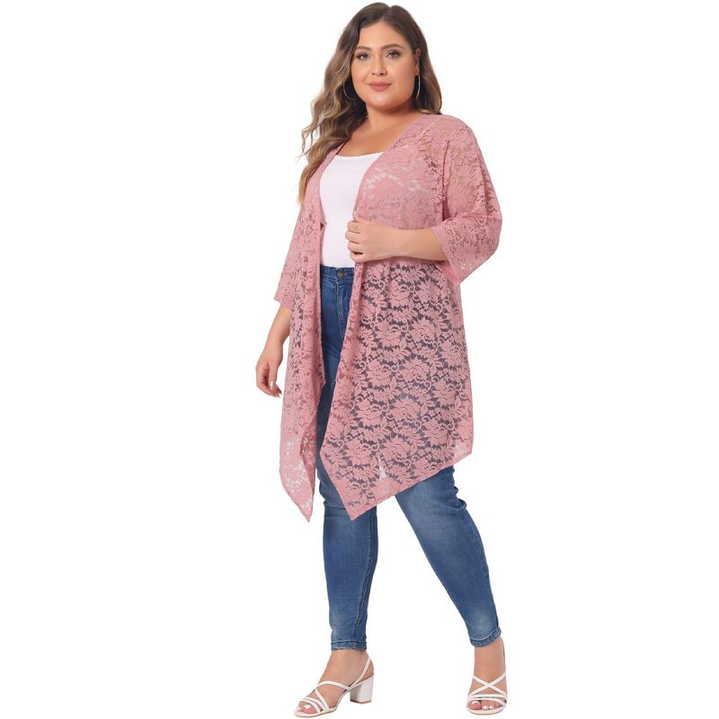 Agnes Orinda Women's Plus Size Draped Shawls Lightweight Open Front Lace Date Cardigans, 3 of 6