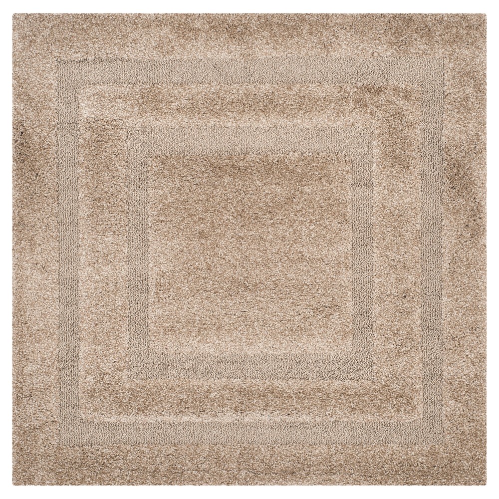 Beige Abstract Shag/Flokati Loomed Square Area Rug - (5'x5') - Safavieh