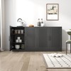 2-Piece Modern Minimalist Wicker Door Wood Grain Edge Cabinet, Multifunctional Storage with 3 Layers of Shelves - 2 of 4