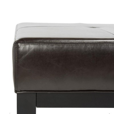 Brown Tufted Bicast Leather Cocktail Ottoman