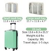 Syemin Bag and Luggage Sets 20-Inch Hardshell Carry-On Luggage, Lightweight Durable ABS Suitcase with Spinner Wheels, Green, 13.8"*21.5"*8.3" - 3 of 4