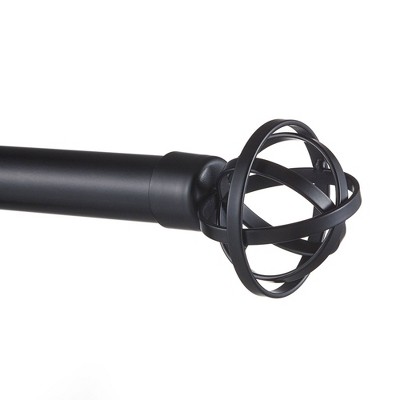 Matte Black Adjustable Iron Curtain Rod with Geometric Finials