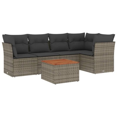 vidaXL Garden Sofa Set Grey and Brown