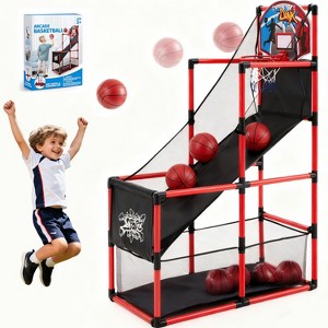Arcade Basketball Game Set For Kids Basketball Hoop for Ages 3-12 With 4 Balls Air Pump, Toddler Kids Indoor Outdoor Sport Toys Easy Set Up Boy Gifts - 1 of 4