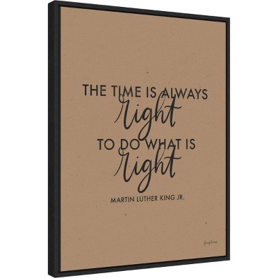 18" x 24" Words of Wisdom IV Black - The Time is Right by Becky Thorns Framed Canvas Wall Art Black - Amanti Art