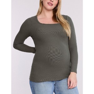 Women's Square Neck Rib Knit Long Sleeve Tee | Motherhood Maternity - 1 of 4