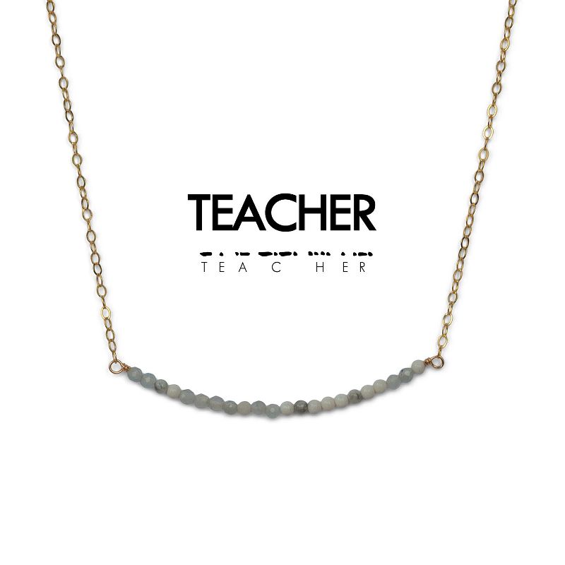 ETHIC GOODS Women's Dainty Stone Morse Code Necklace [TEACHER], 1 of 6