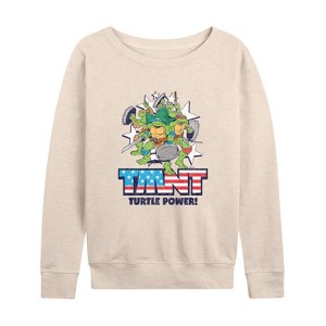Women's - Teenage Mutant Ninja Turtles - Turtle Power Americana Lightweight French Terry Wide Neck Long Sleeve Shirt - 1 of 4