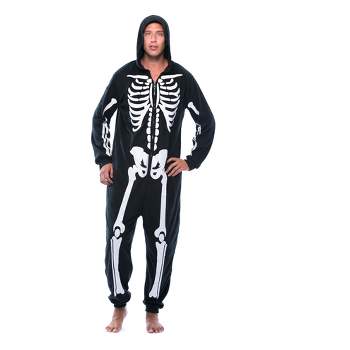 #followme Mens One Piece Skeleton Adult Onesie Hooded Pajamas