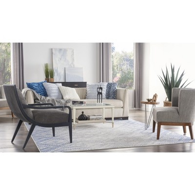 Ivory Geometric Synthetic Easy Care 6' x 9' Area Rug