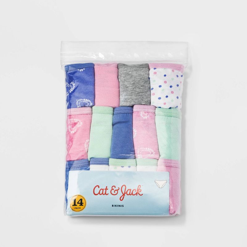 Girls' 14pk Heart Tie-Dye Cotton Bikini - Cat & Jack™, 2 of 2