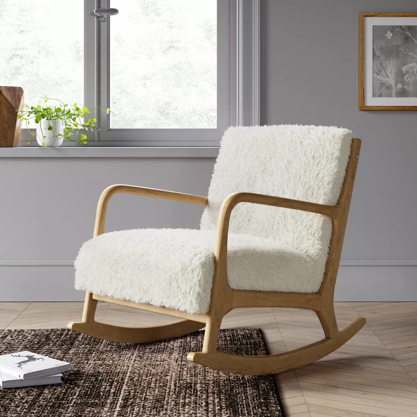 Esters Wood Arm Chair Sherpa White - Project 62™