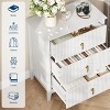 27.5" Fluted Dresser for Bedroom, 3-Drawer Wood Dresser Nightstand with Drawers, Storage Organizer Cabinet for Living Room, Hallway, Entryway - 4 of 4